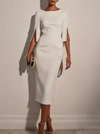 Eliane | Women's elegant midi dress with slit