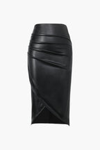 Vivienne | Damska Elegancka Spódnica Midi Z Ekoskóry