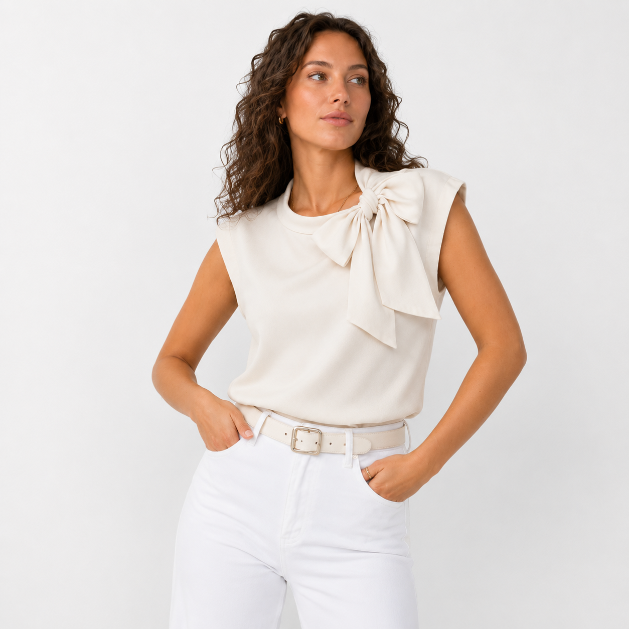 Elena | Damska Elegancka Bluzka z Ozdobną Kokardą