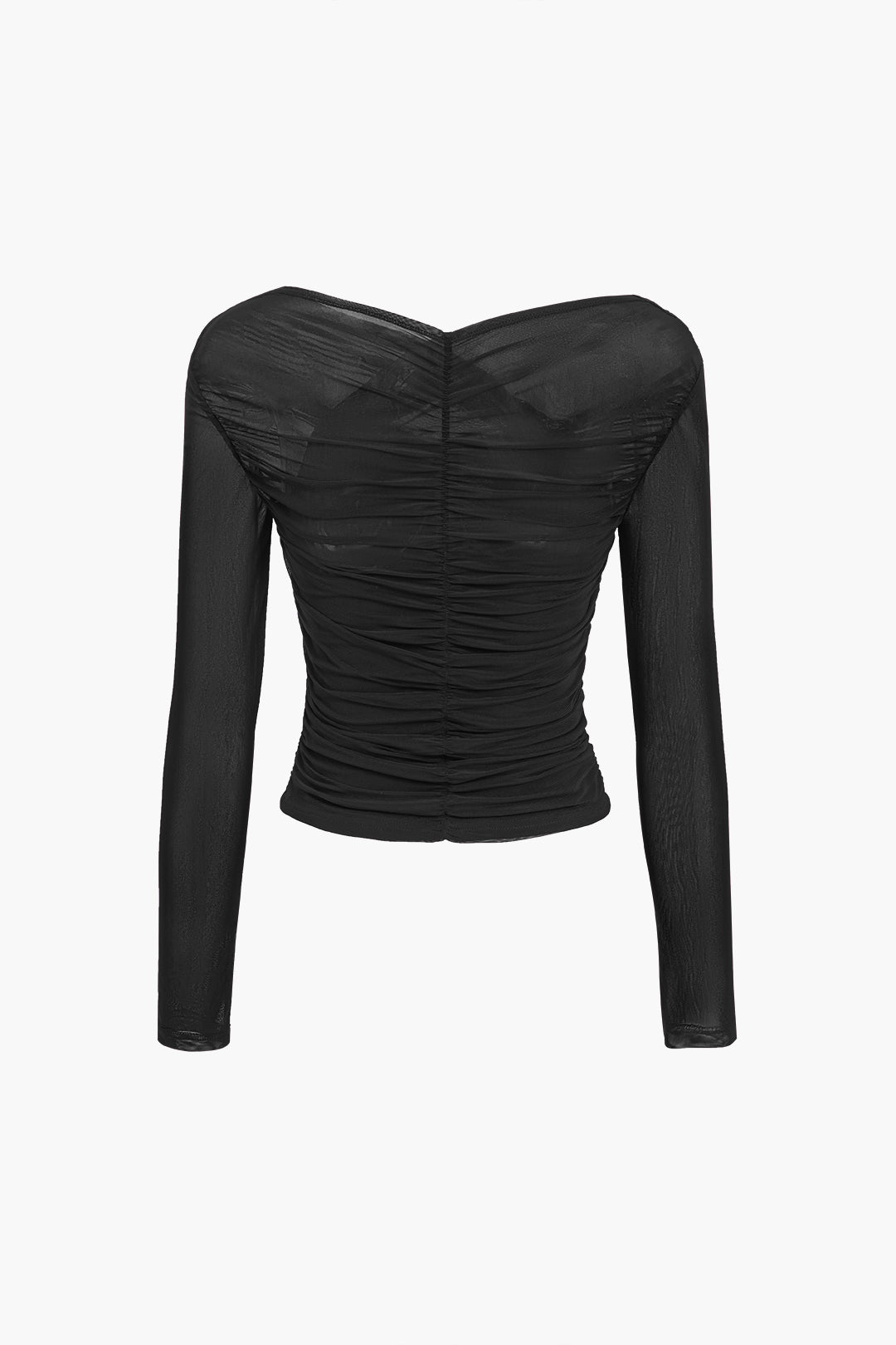 Zirelle | Top elegante da donna con arricciature e rete a manica lunga