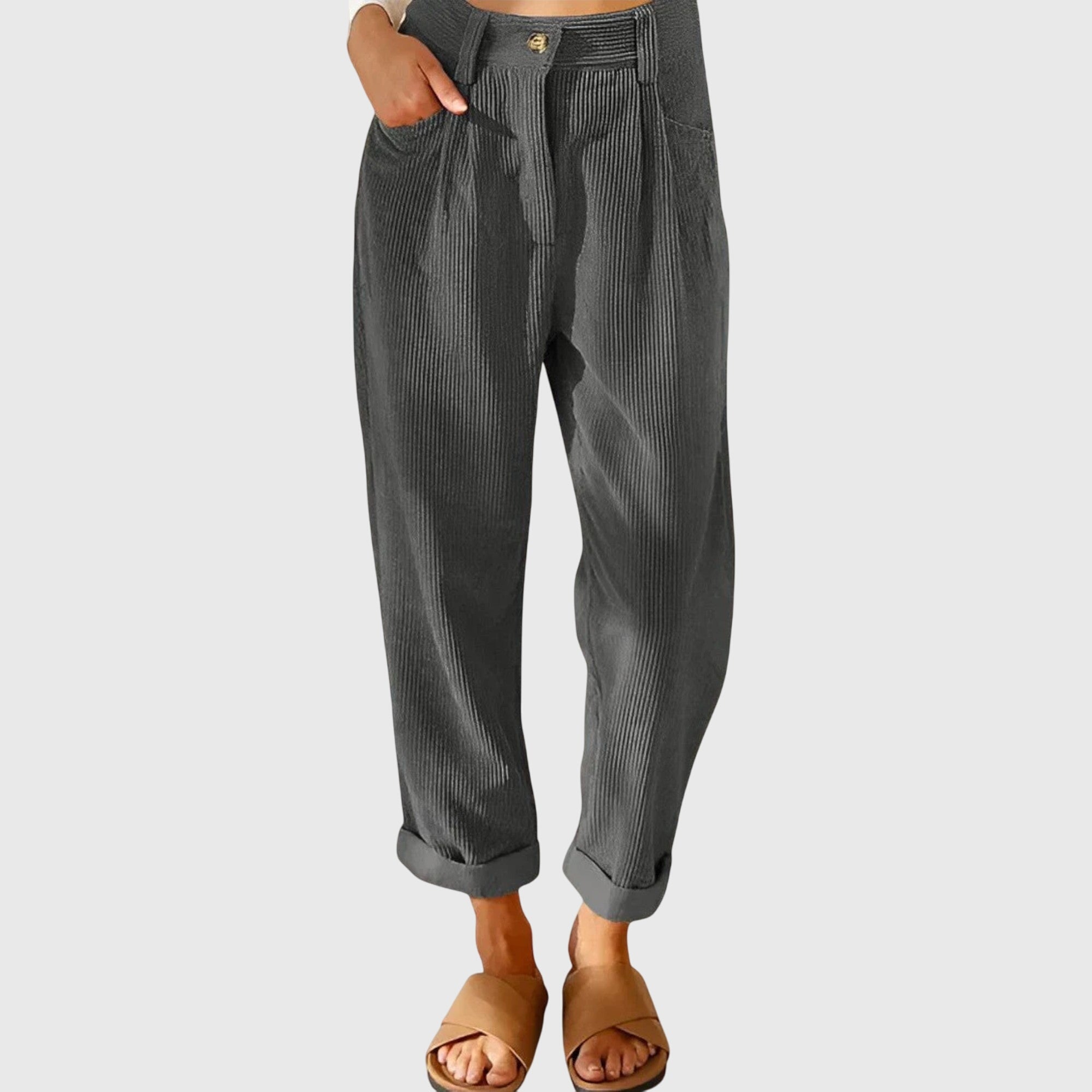 Elowen | Women's High-Waisted Corduroy Pants