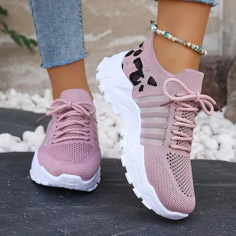 Lunévia | Sneakers casual da donna con accenti leopardati