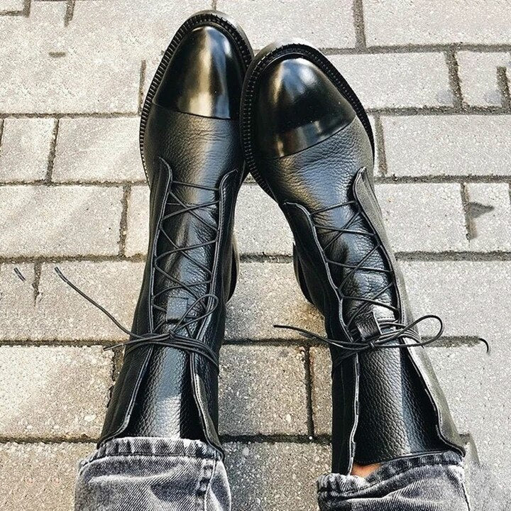Rovena | Stivaletti biker da donna con lacci casual