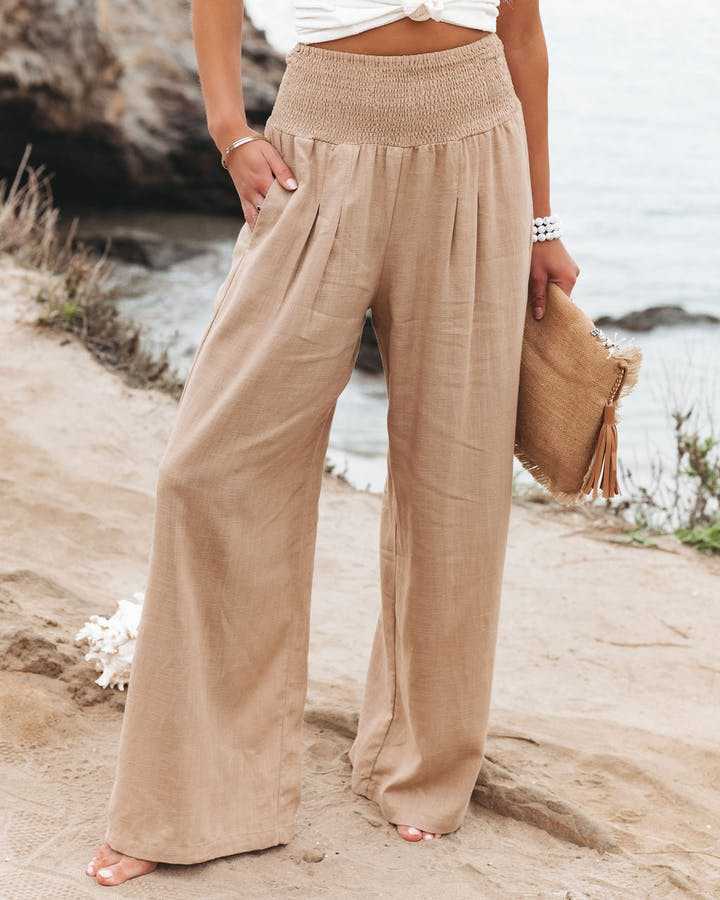 Calista | Pantaloni Estivi da Spiaggia Donna con Gamba Larga e Vita Elastica
