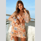 Belèna | Completo Spiaggia Floreale con Copricostume e Gonna Bikini