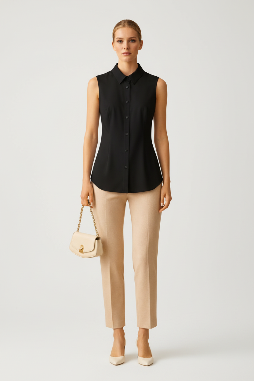Black sleeveless shirt studio