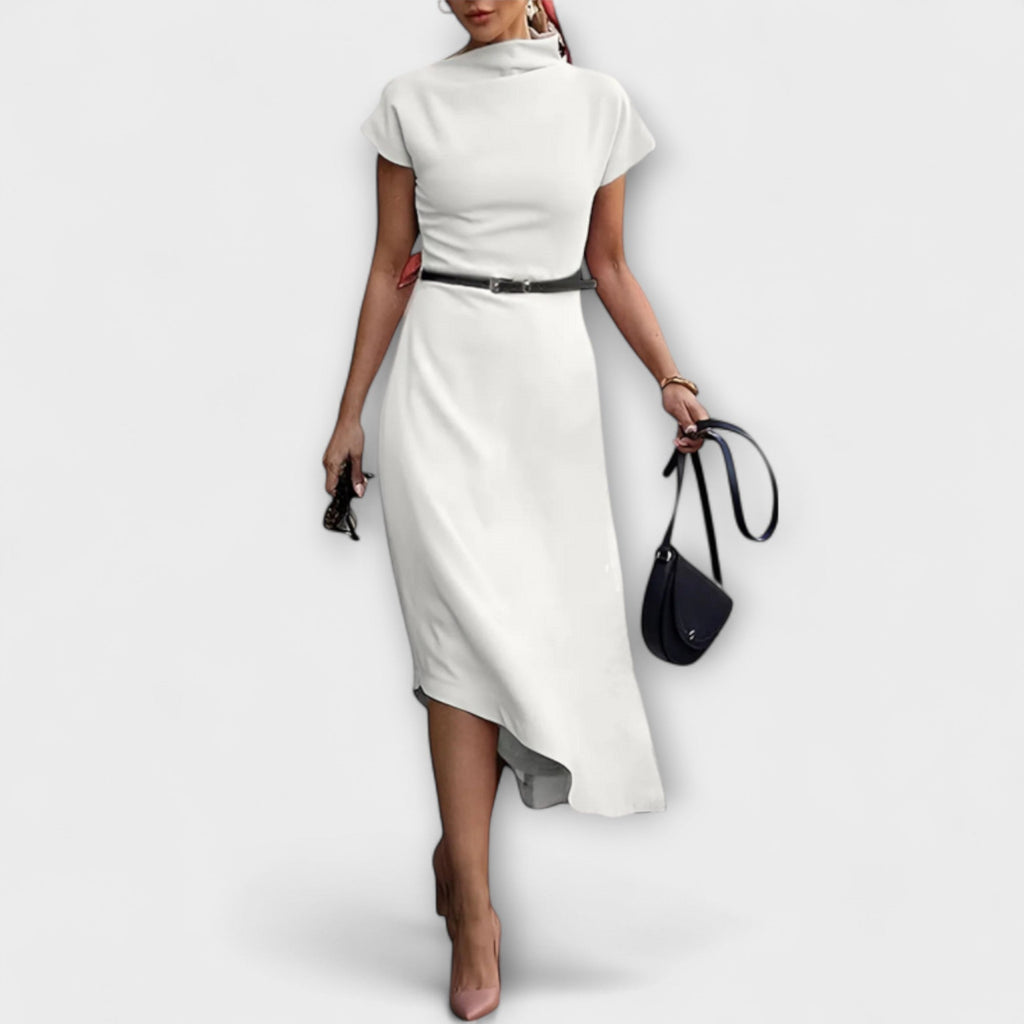 Aurevina | Elegante Abito Midi da Donna con Cintura e Orlo Urbano