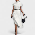 Aurevina | Elegante Abito Midi da Donna con Cintura e Orlo Urbano