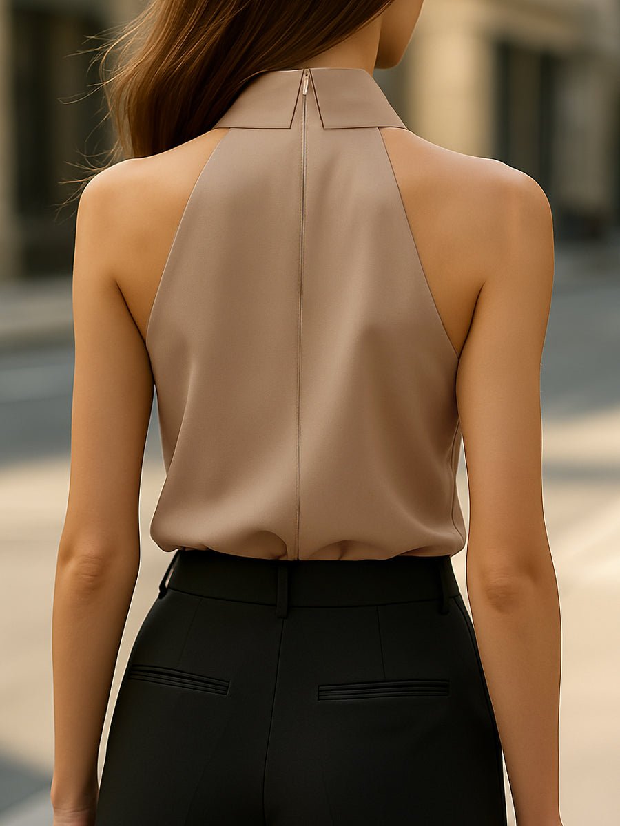 Serelina | Damska Elegancka Letnia Bluzka Halter z Wiązaniem