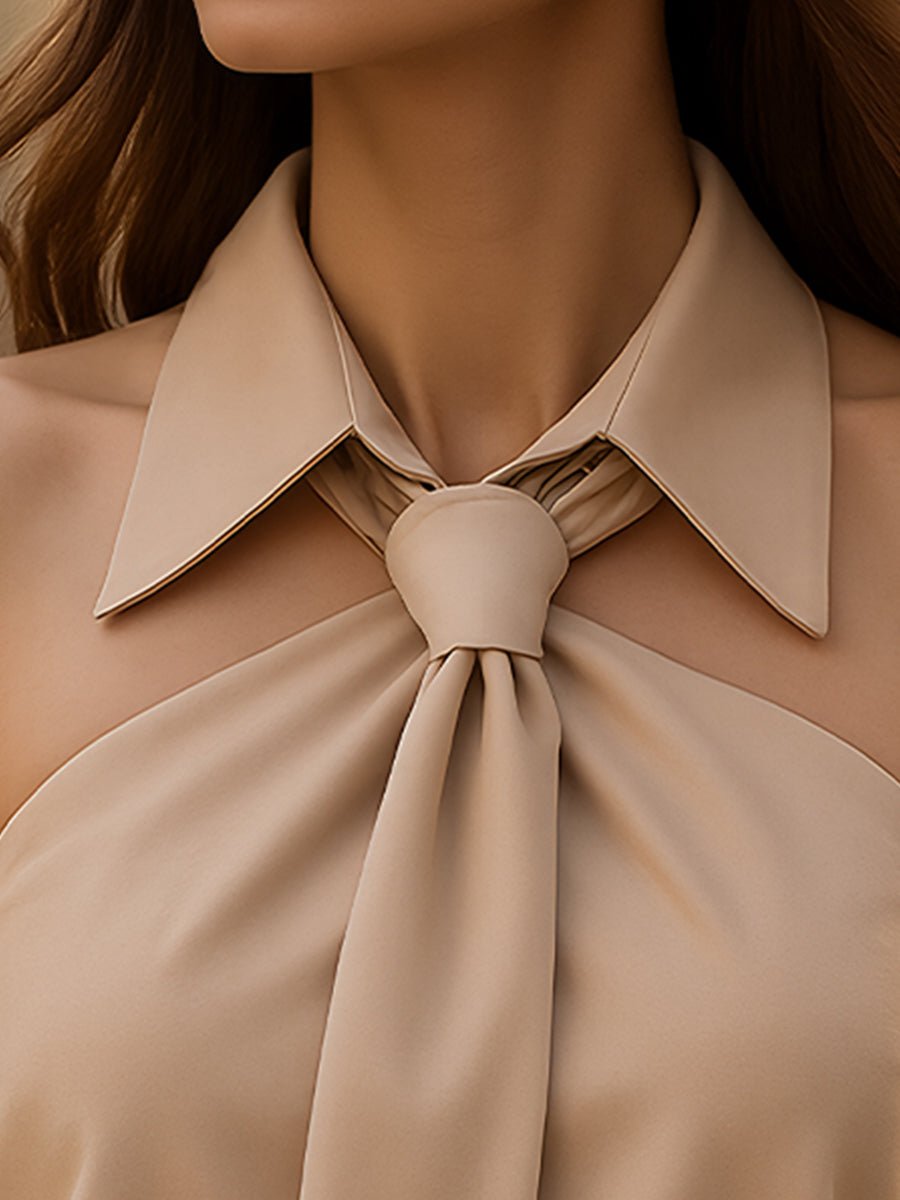 Serelina | Damska Elegancka Letnia Bluzka Halter z Wiązaniem