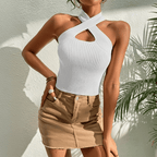 Yasmin | Top donna halter con scollo incrociato
