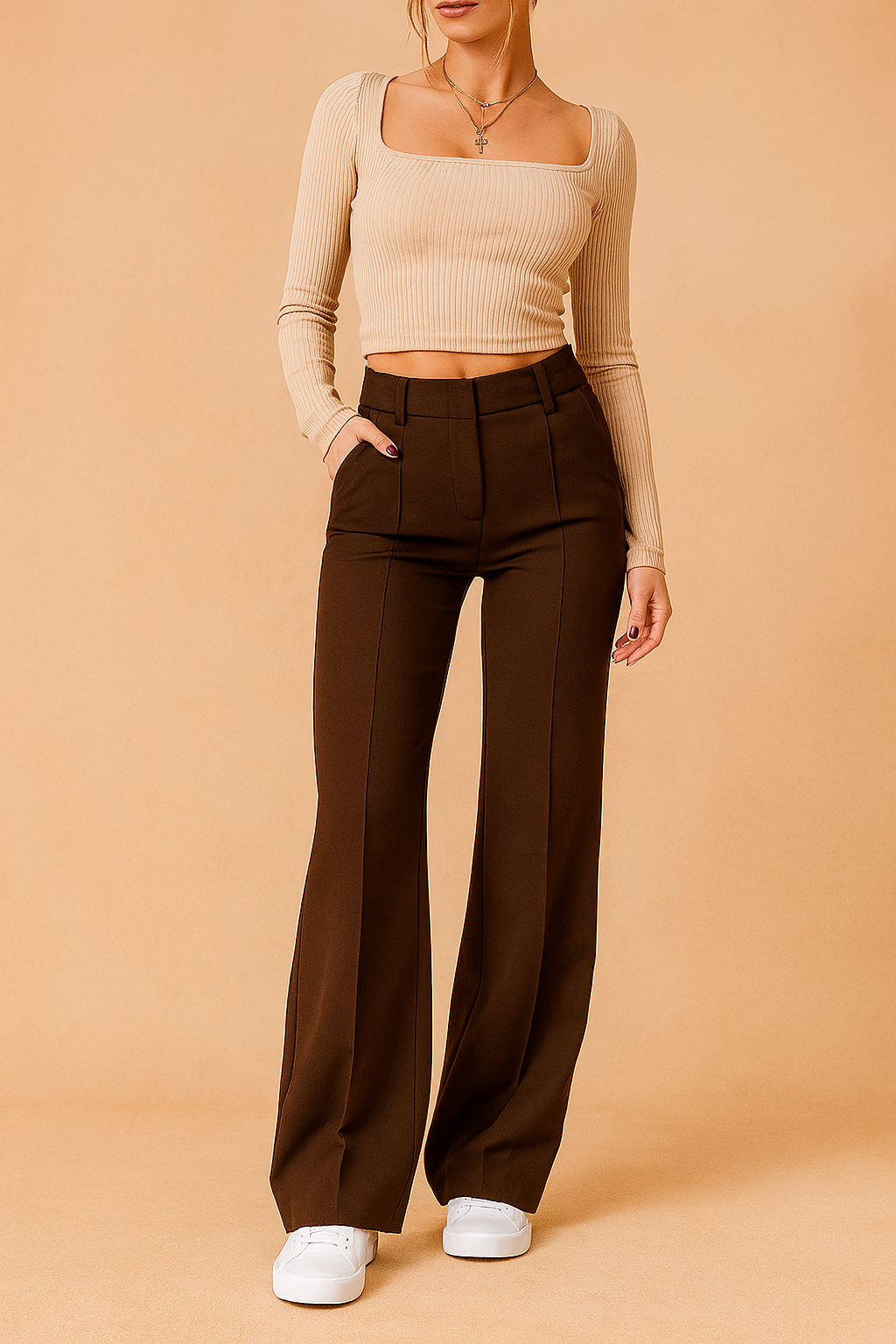 Sarvella | Women's Elegant Straight Pants with High Waist