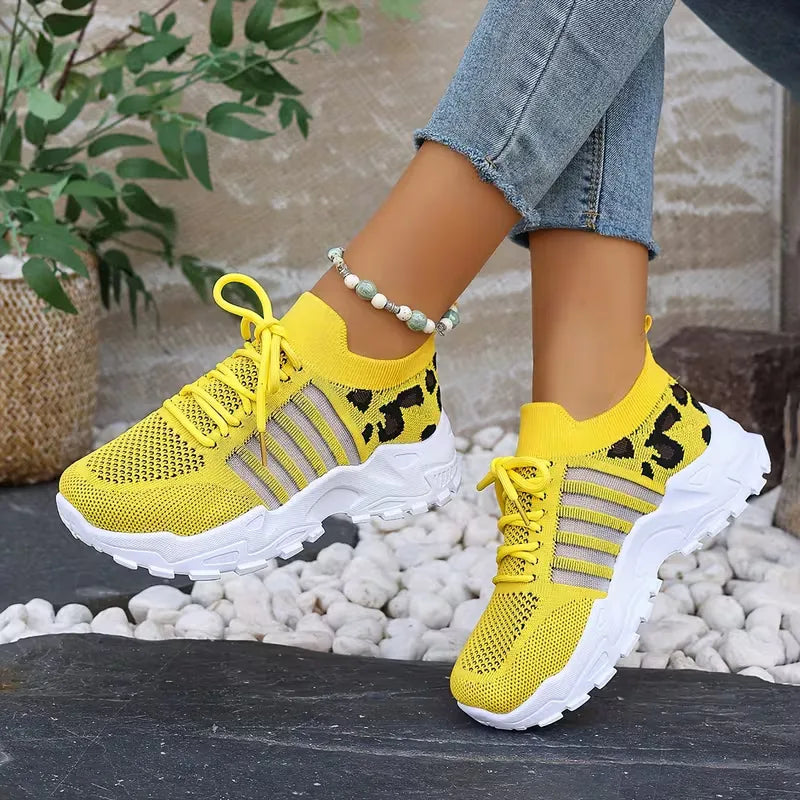 Lunévia | Sneakers casual da donna con accenti leopardati