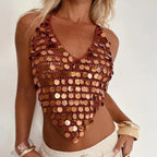 Charla | Crop Top da Donna con Paillettes Metalliche