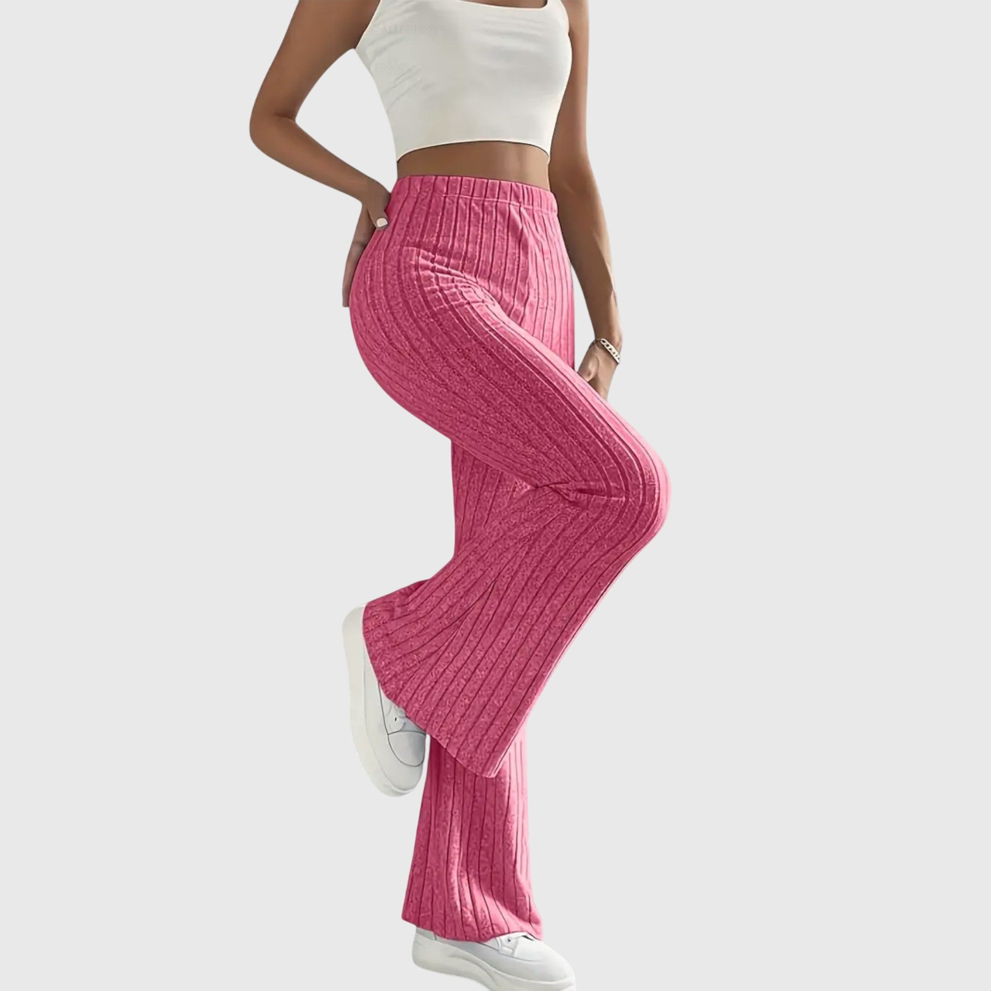 Selmira | Pantaloni casual a coste da donna a zampa d'elefante