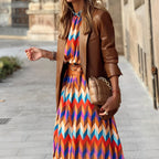 Marivelle | Abito Midi Colorato da Donna con Cintura in Vita
