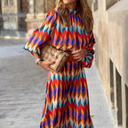 Marivelle | Abito Midi Colorato da Donna con Cintura in Vita