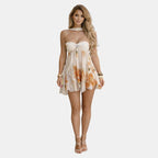 Lunaria | Abito Estivo Mini Donna Senza Spalline a Fiori