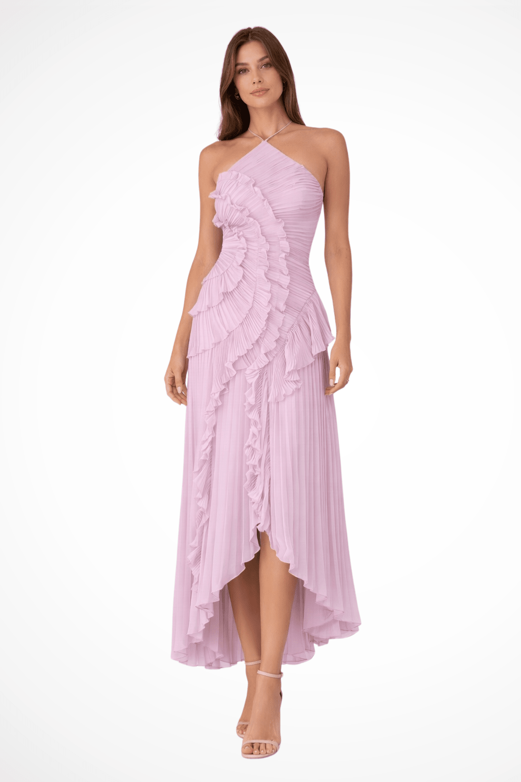 Seraphina | Damska Sukienka Maxi Halter z Falbanami