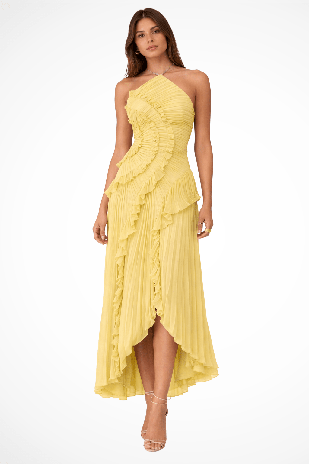 Seraphina | Damska Sukienka Maxi Halter z Falbanami