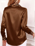Surleni | Camicetta da donna in raso con colletto leopardato