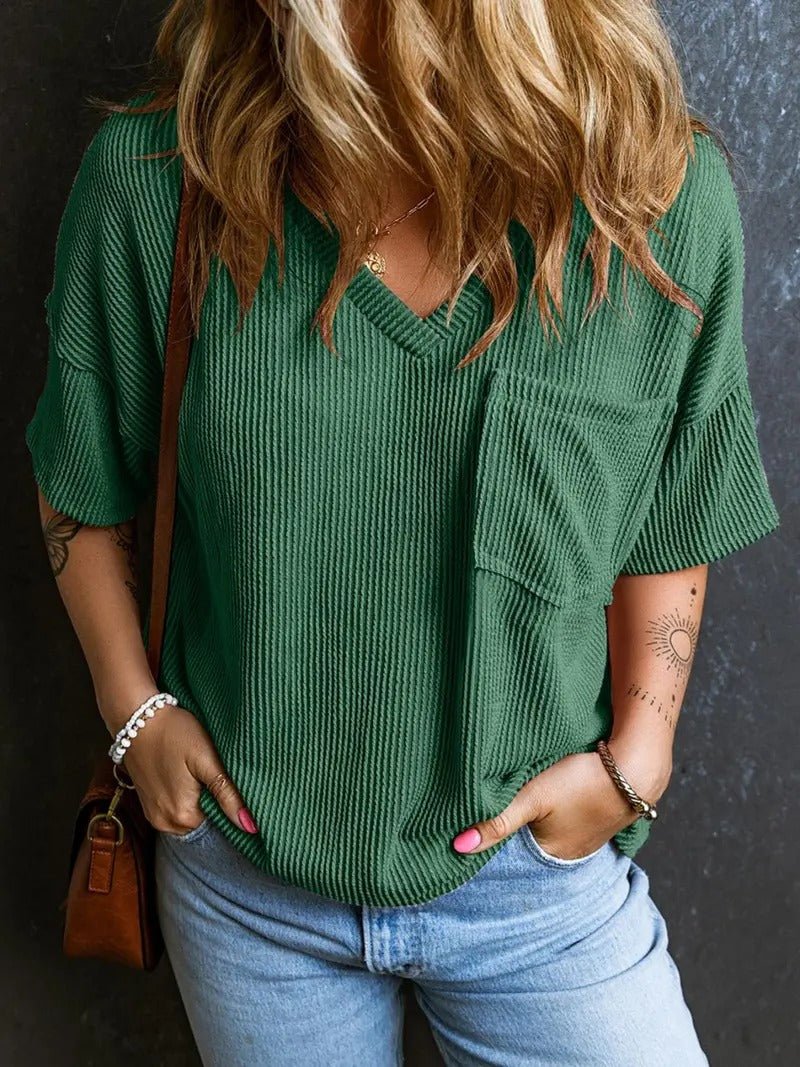 Norella | Women's Summer T-Shirt with V-Neck and Casual Pocket