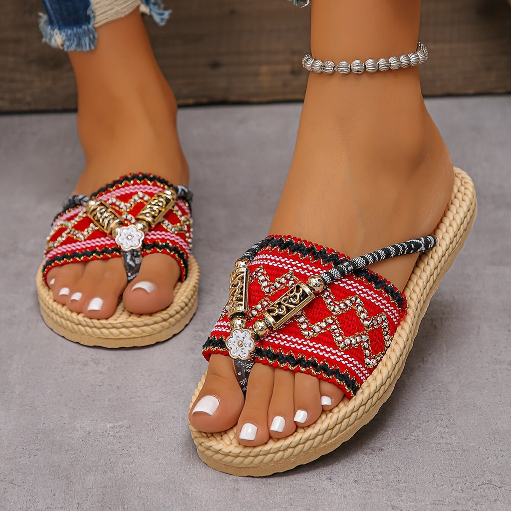 Bohéline | Sandali Estivi Donna Boho Slip-on con Perline