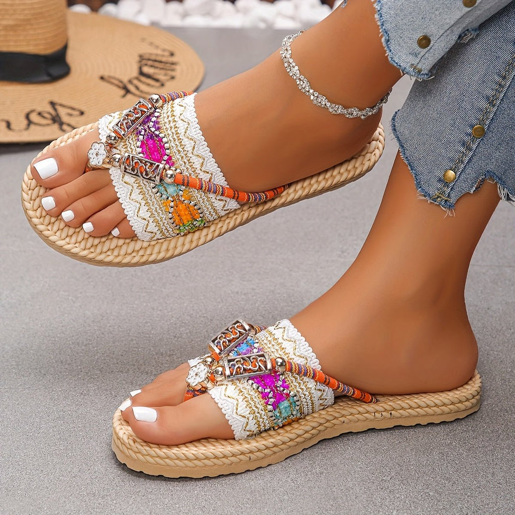 Bohéline | Sandali Estivi Donna Boho Slip-on con Perline