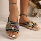Bohéline | Sandali Estivi Donna Boho Slip-on con Perline