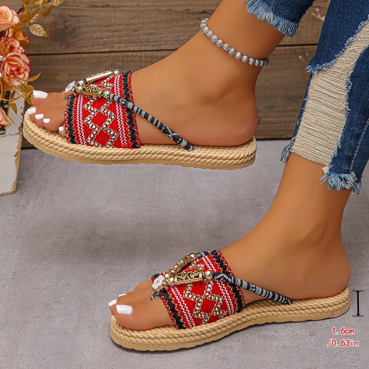 Bohéline | Sandali Estivi Donna Boho Slip-on con Perline