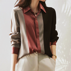 Silvara | Blusa elegante da donna con patchwork in satin a righe