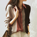 Silvara | Blusa elegante da donna con patchwork in satin a righe