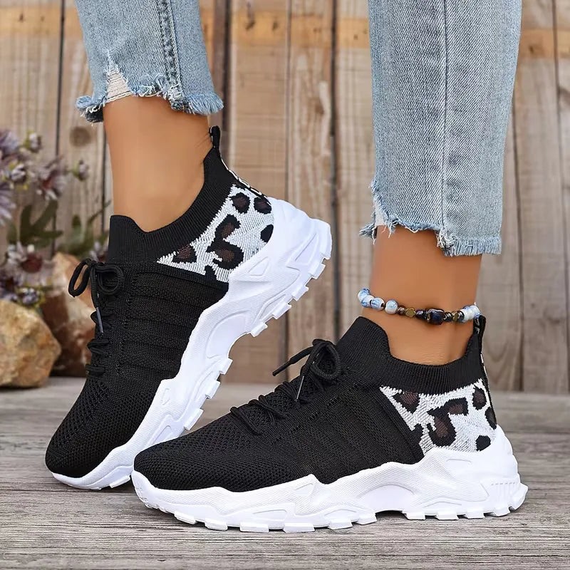 Lunévia | Sneakers casual da donna con accenti leopardati