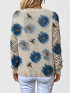 Sandrine | Maglione da donna con motivo floreale e scollo a V