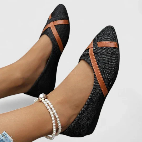 Lisette | Ballerine da donna in jeans con cinturini incrociati casual