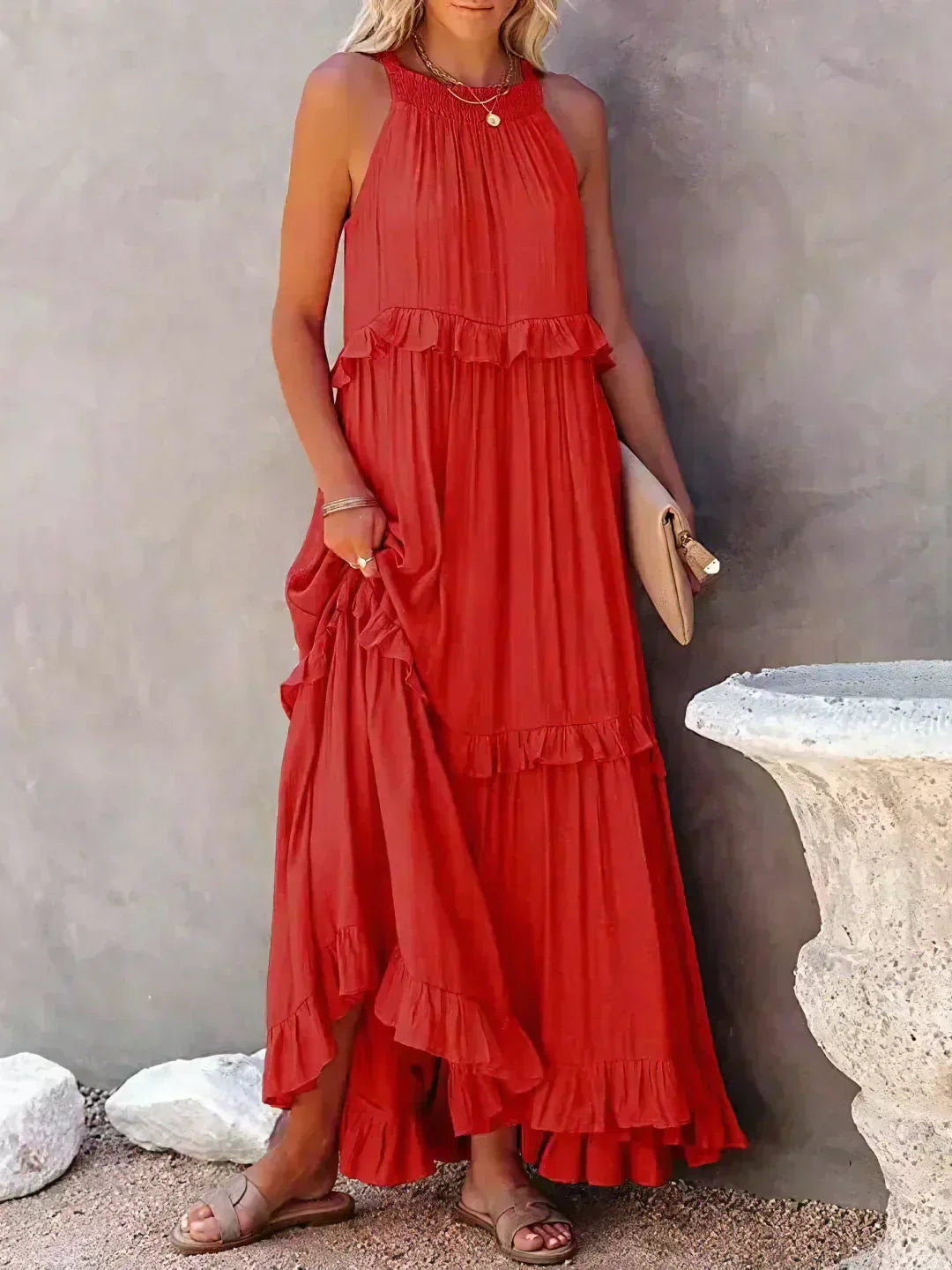Orlavia | Women's Summer Maxi Dress with Ruffles Sleeveless