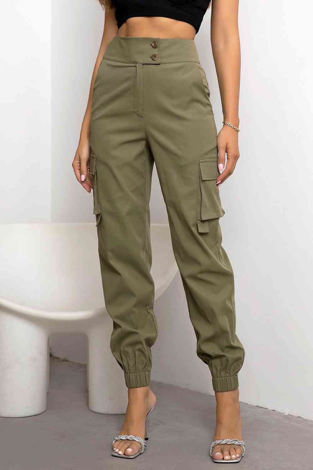 Rovena | Pantaloni Cargo Donna a Vita Alta Tapered Casual