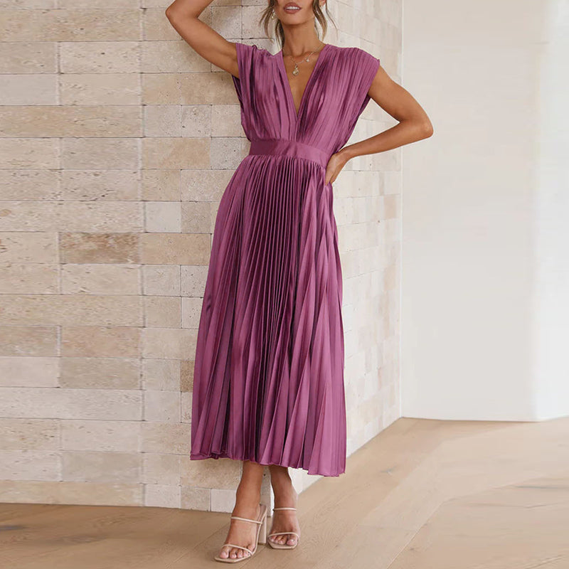 Casimir | Elegancka Plisowana Sukienka Maxi Bez Rękawów