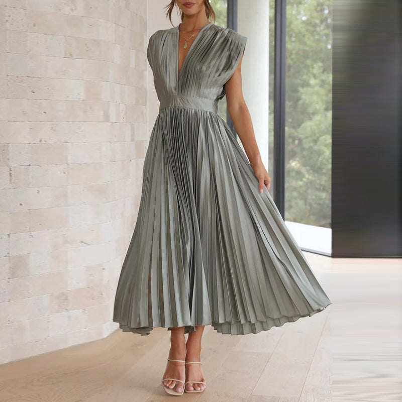 Casimir | Elegancka Plisowana Sukienka Maxi Bez Rękawów