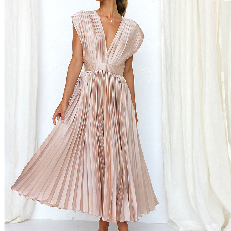 Casimir | Elegancka Plisowana Sukienka Maxi Bez Rękawów