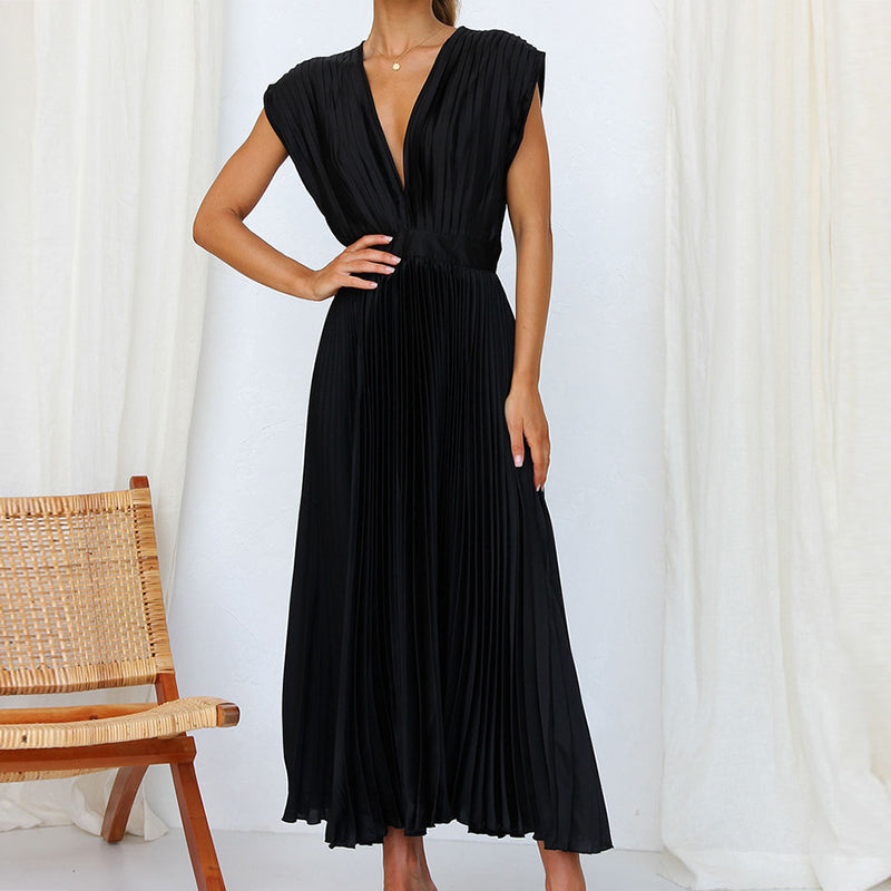 Casimir | Elegancka Plisowana Sukienka Maxi Bez Rękawów