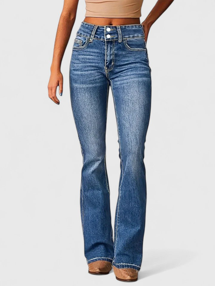 Denovia | Jeans da donna a vita alta con gamba svasata