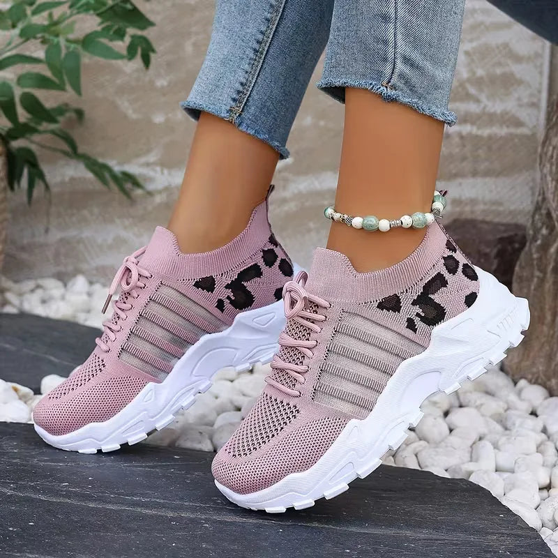 Lunévia | Sneakers casual da donna con accenti leopardati
