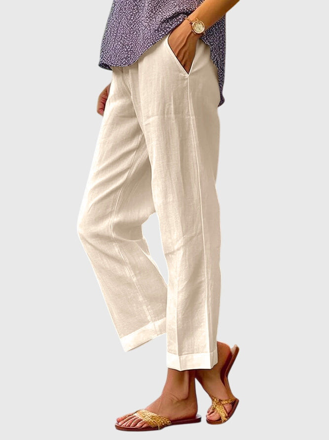 Liora | Pantaloni Estivi Casual da Donna in Lino a Gamba Dritta