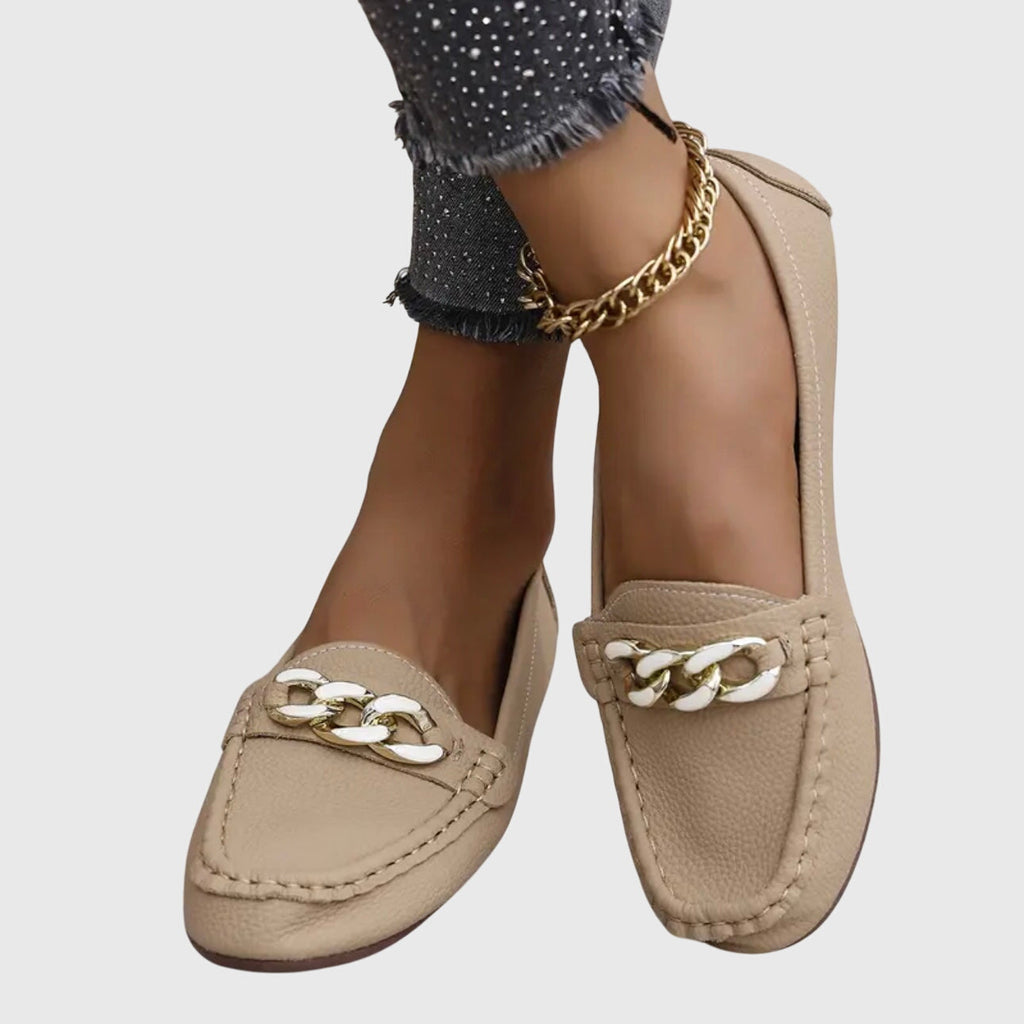 Elvoria | Mocassini eleganti da donna slip-on con catena decorativa