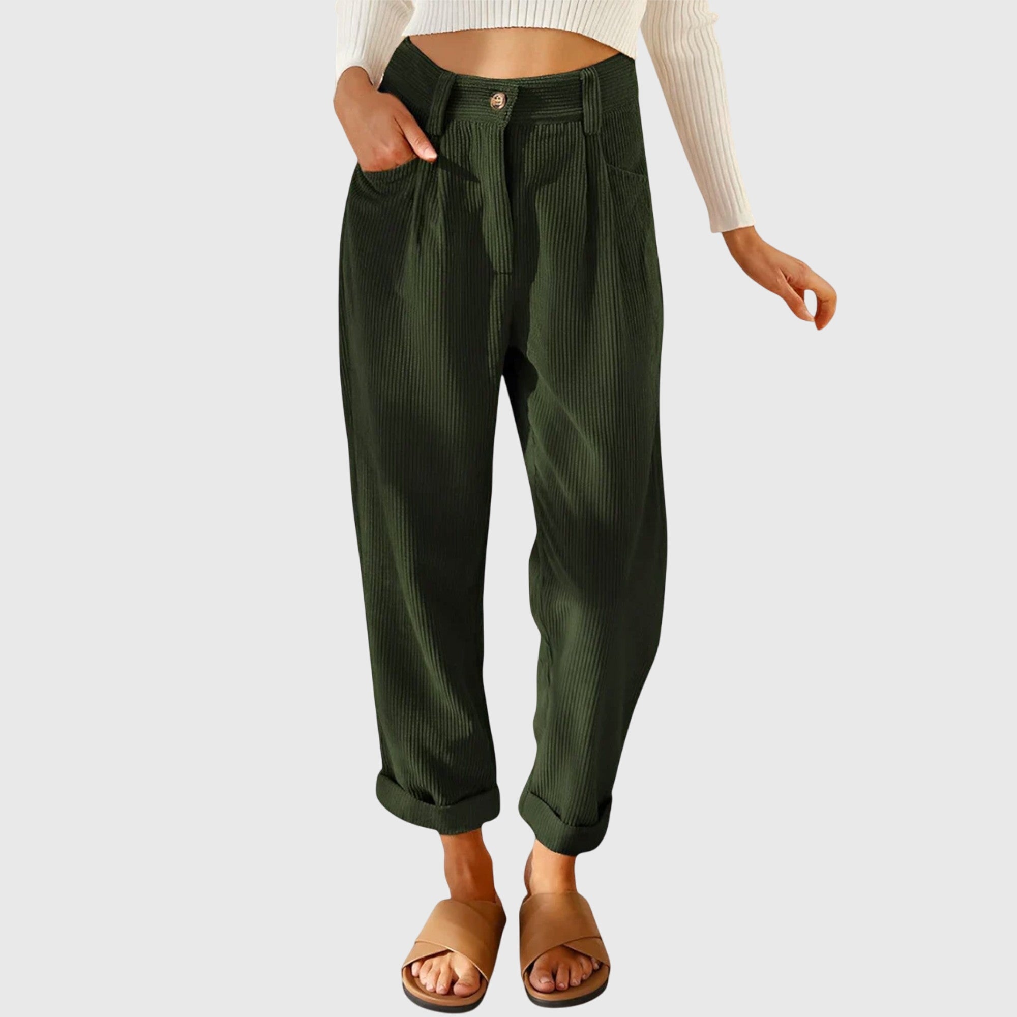 Elowen | Women's High-Waisted Corduroy Pants