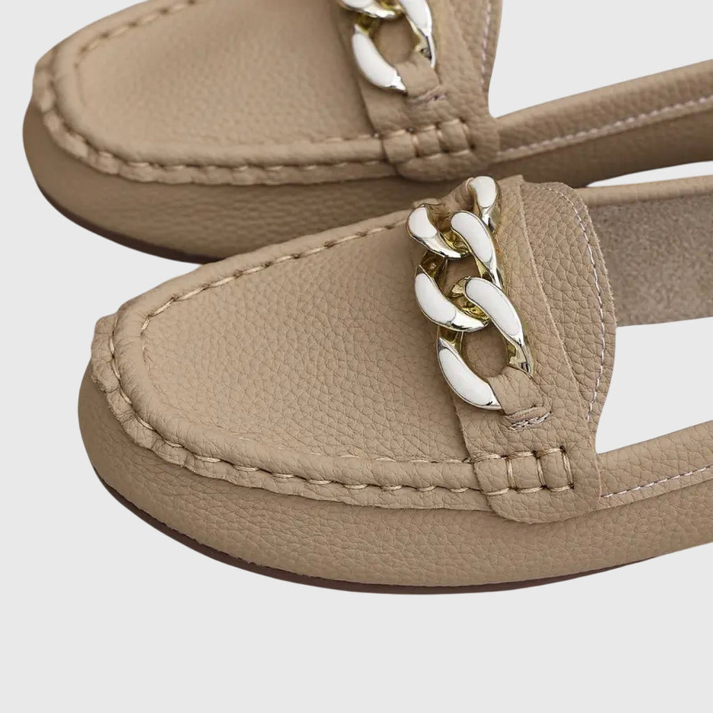 Elvoria | Mocassini eleganti da donna slip-on con catena decorativa