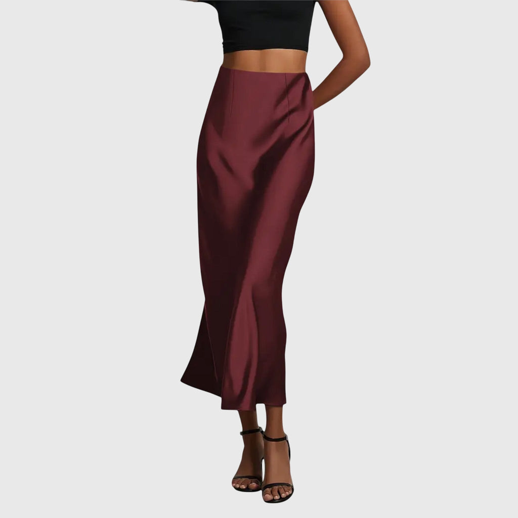 Amara | Gonna Midi Elegante in Raso da Donna Crema