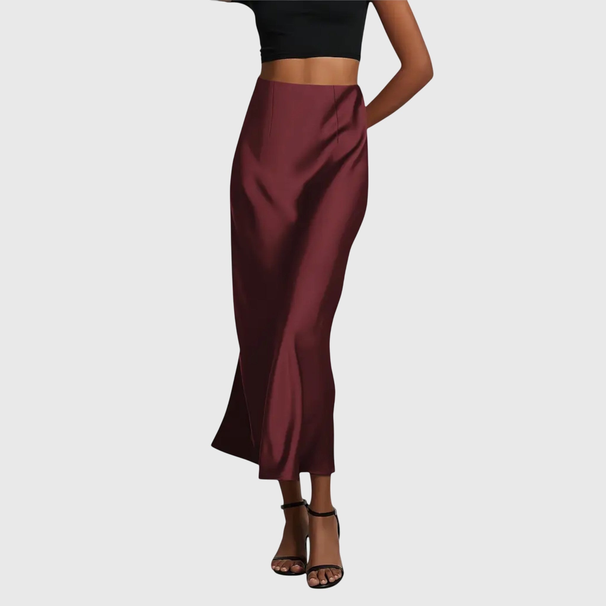 Amara | Gonna Midi Elegante in Raso da Donna Crema
