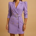 Ava | Elegancka Sukienka Mini Typu Blazer z Paskiem